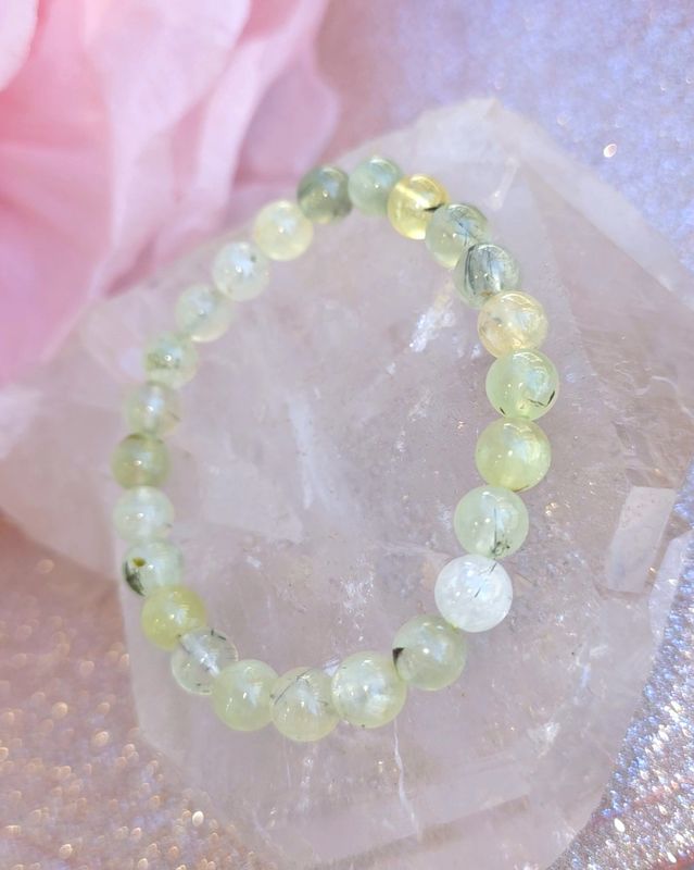 Bracelet Préhnite inclusion épidote ø8
