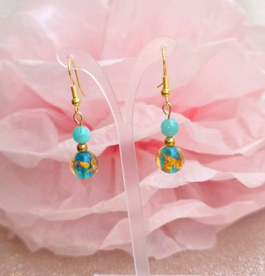 Boucle Amazonite et Perle d'Okinawa 