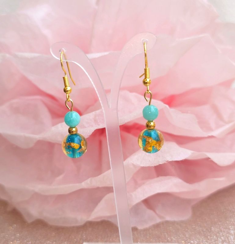 Boucle Amazonite et Perle d&#39;Okinawa 
