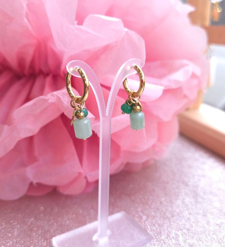 Boucle Aventurine - Acier inoxydable