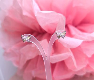 Boucle Papillon Quartz Rose/Citrine/Améthyste/Tourmaline Verte - Argent 925