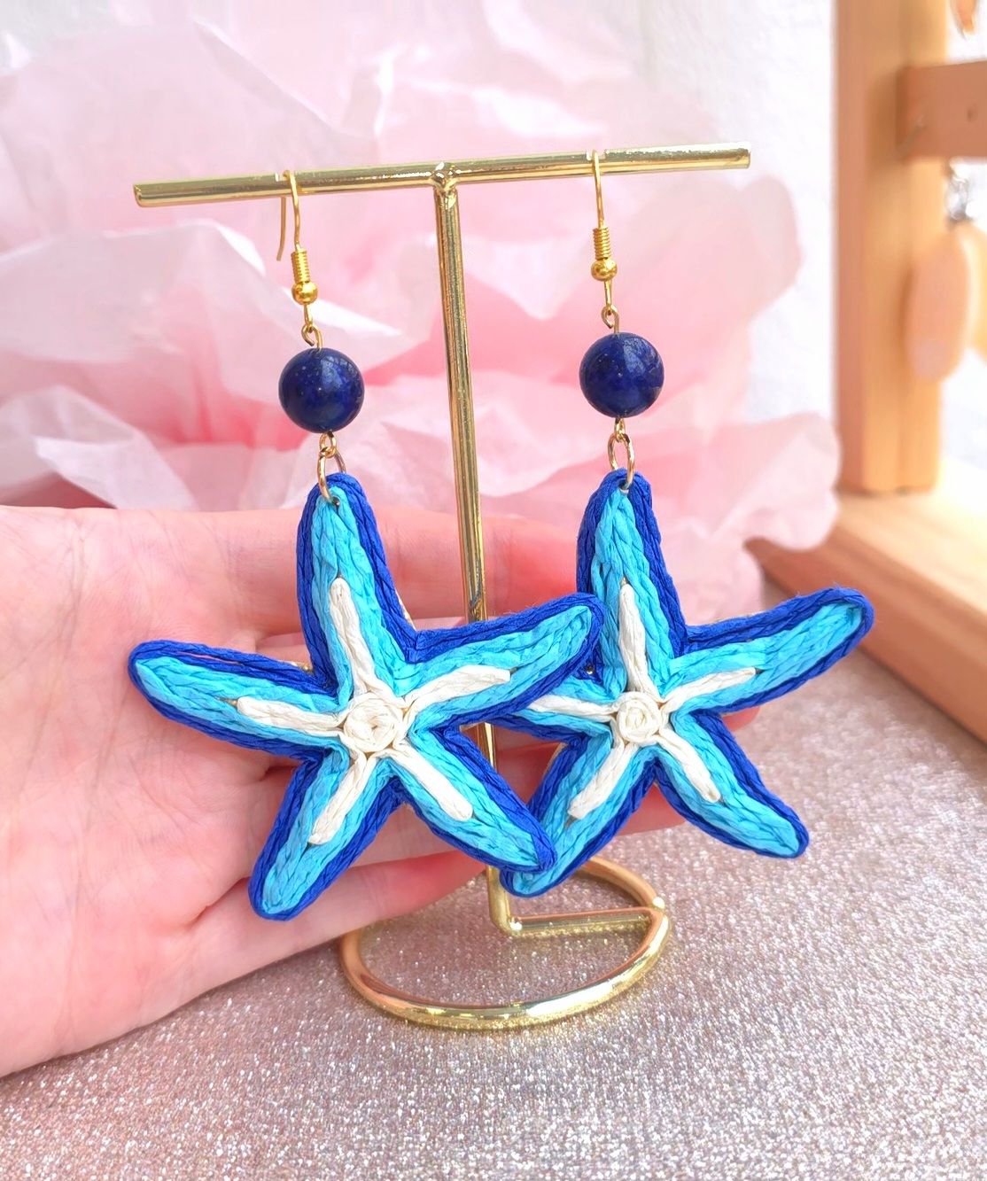Collection Raphia - Boucle Lapis lazuli 