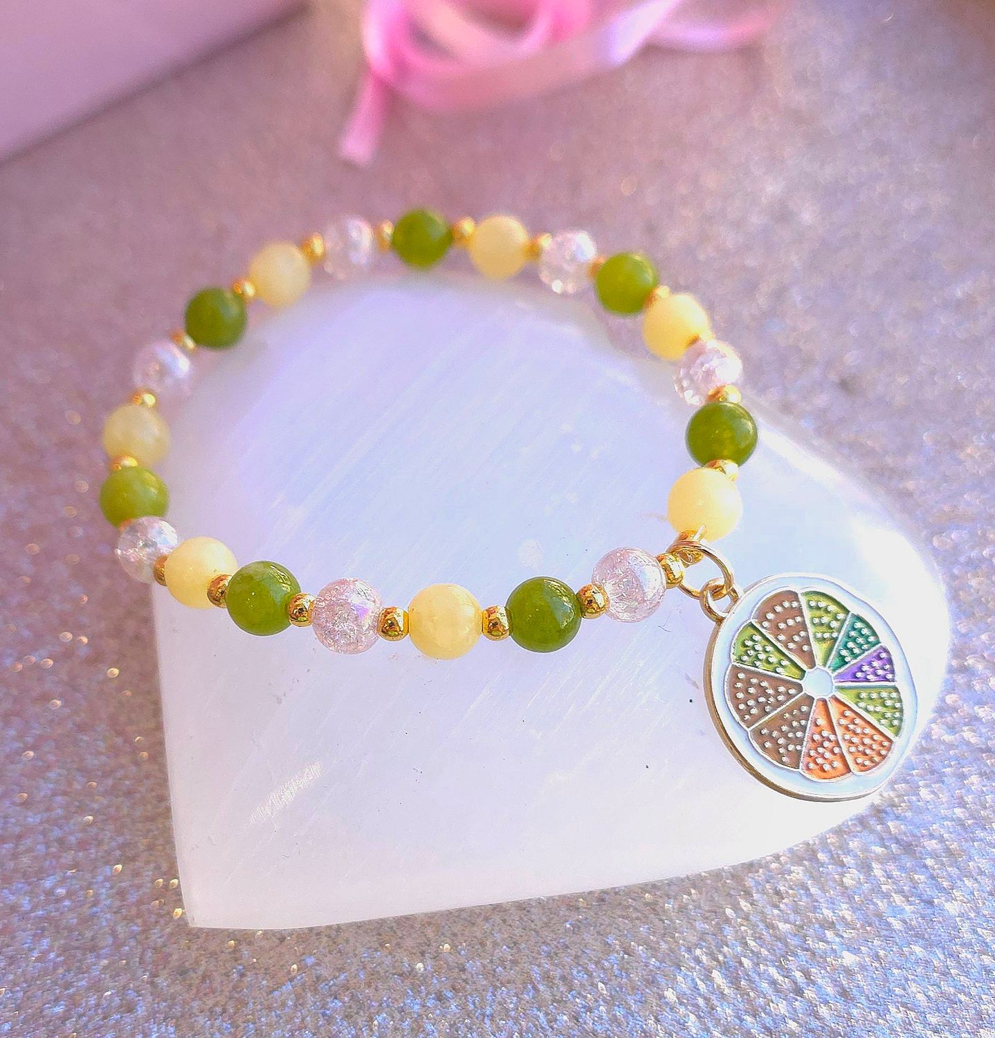Bracelet Création - Calcite Jaune/Opale Verte