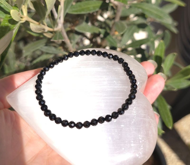 Bracelet Tourmaline Noire Facetté ø4