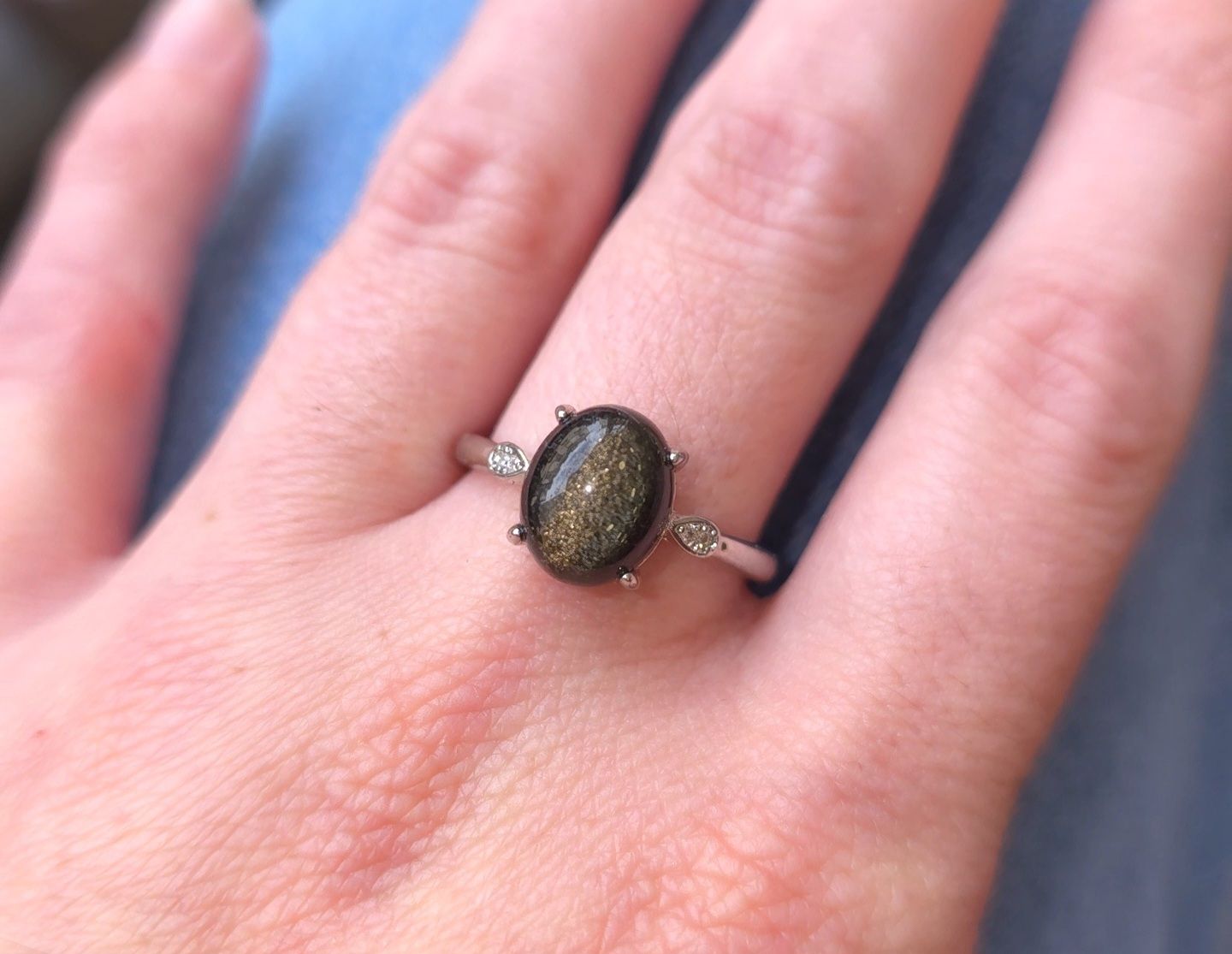 Bague Obsidienne Dorée n°2