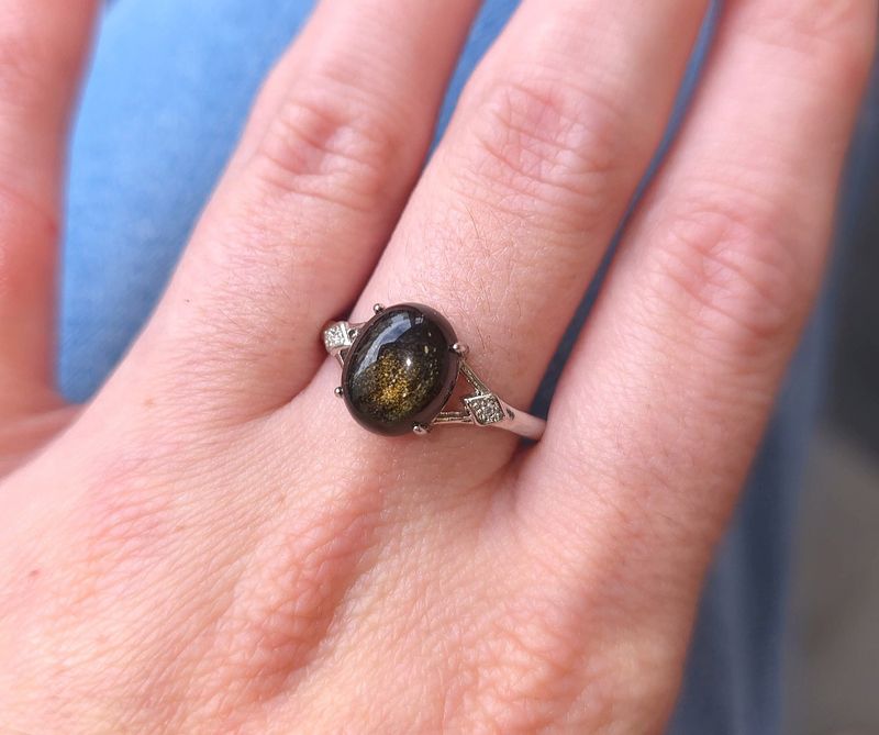 Bague Obsidienne Dorée n°4