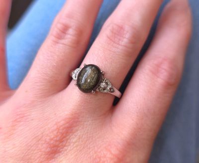 Bague Obsidienne Dorée n°1