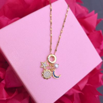 Pendentif Lune/Soleil/Étoile - Perle de Culture 