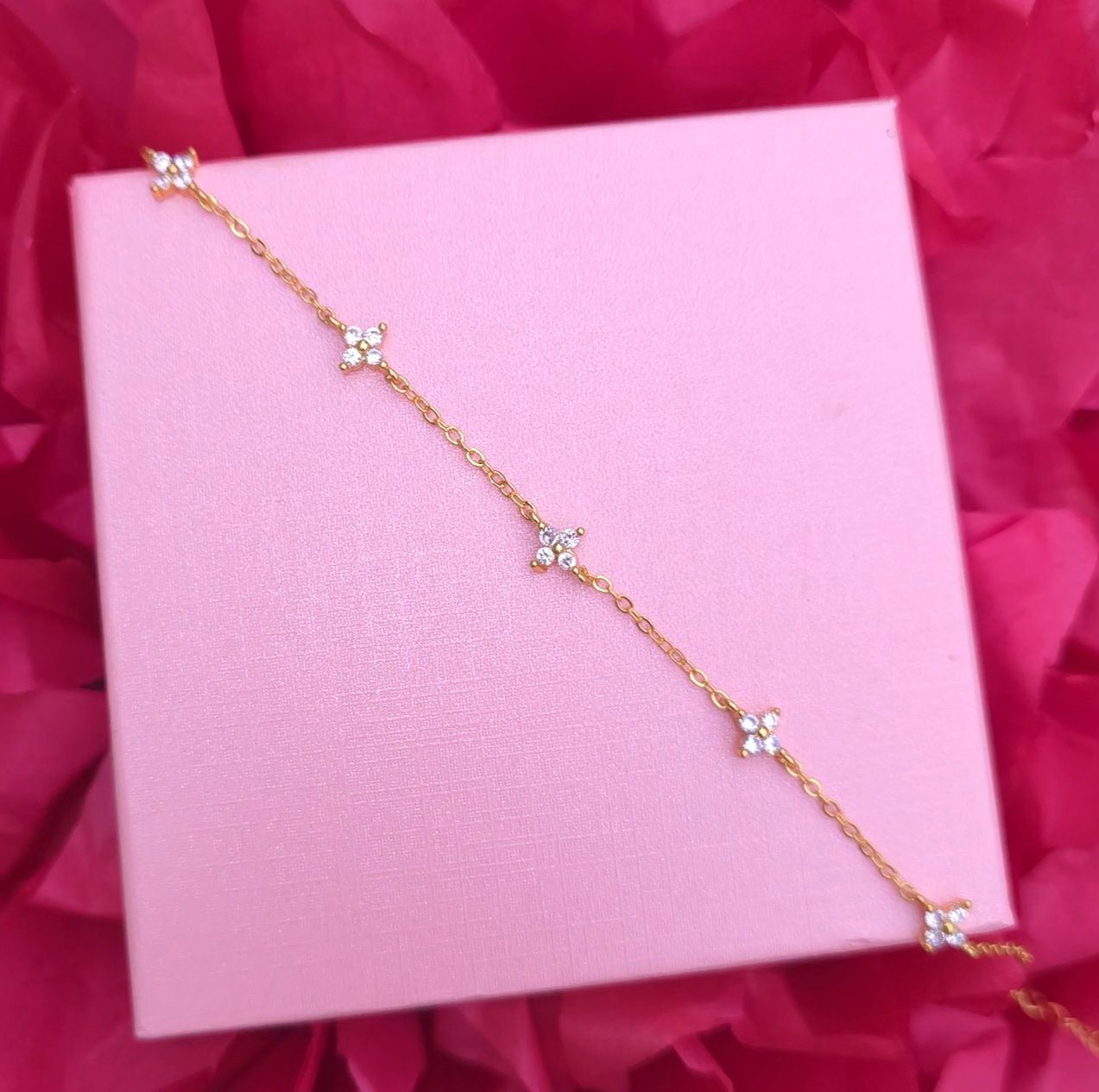 Bracelet Fleur Cristal - Or