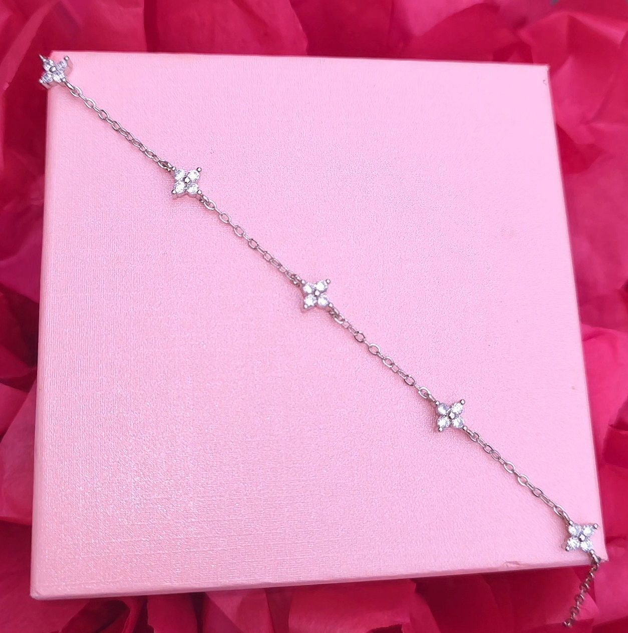 Bracelet Fleur Cristal - Argenté 