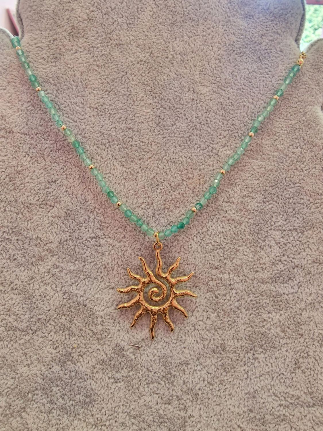 collier aventurine soleil acier inox