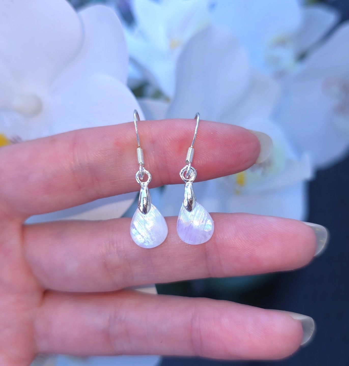 Boucle Pierre de Lune Blanche n°2