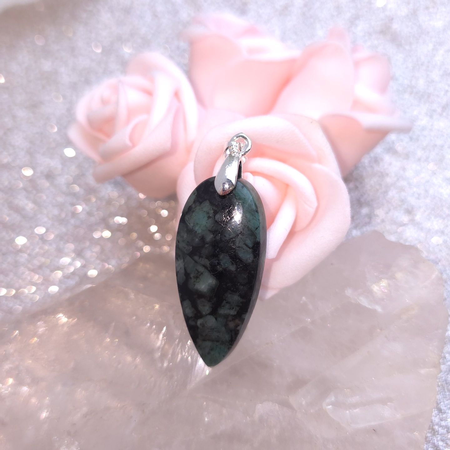 Emeraude pendentif  goutte