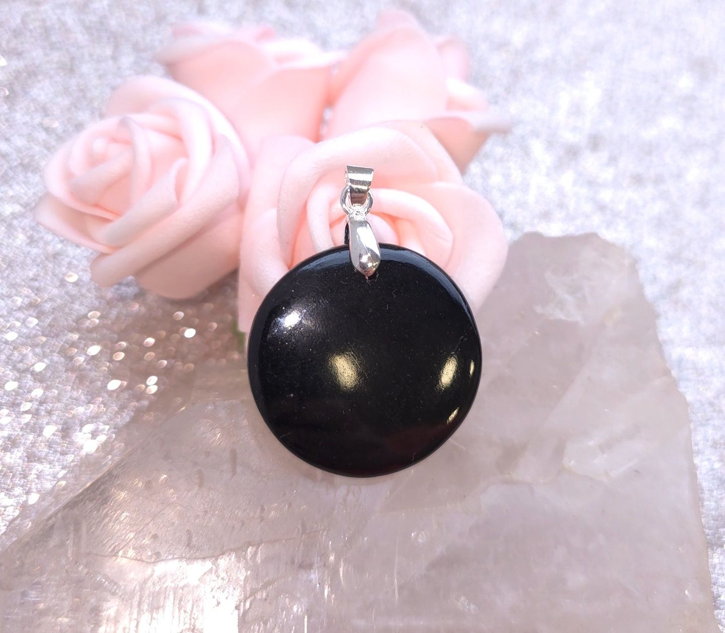 tourmaline noire pendentif ronde