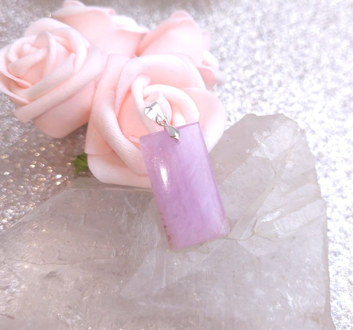 Kunzite pendentif rectangulaire