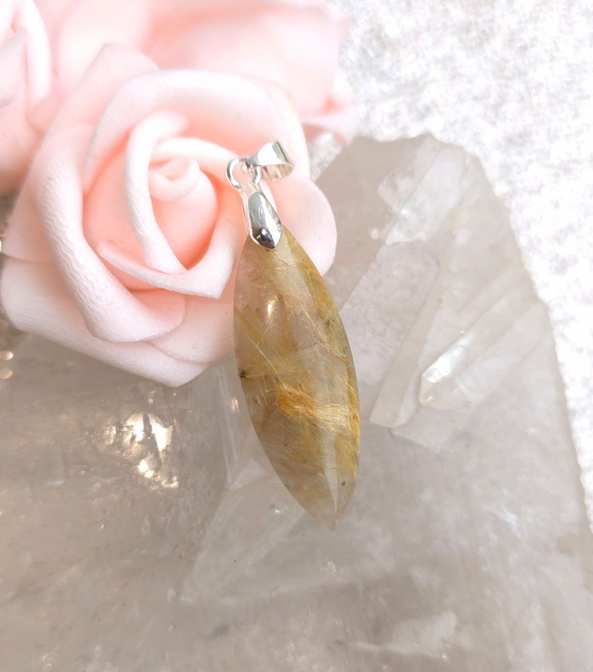 Quartz rutile marquise