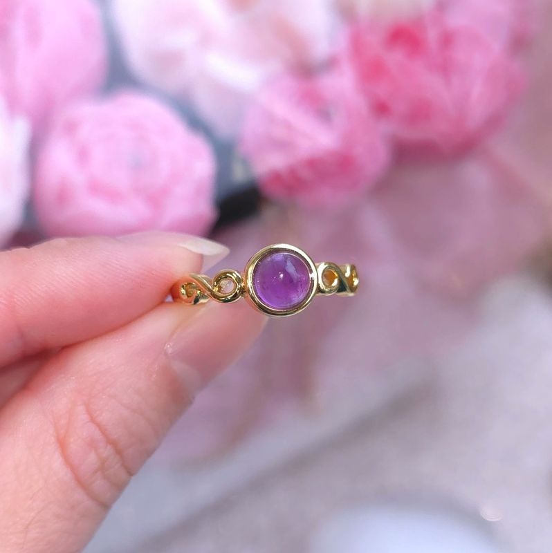 Bague Amethyste - Laiton Rhodié Doré