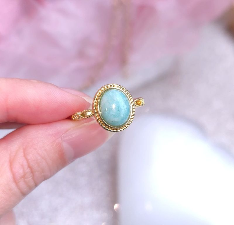Bague Amazonite - Laiton Rhodié Doré