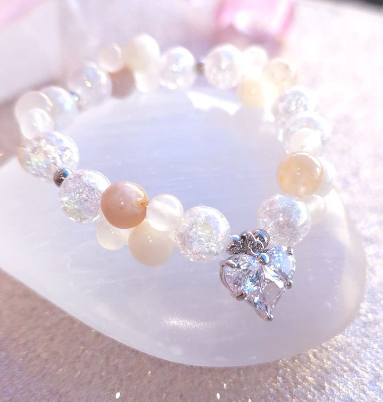 Bracelet Création - Aqua Angel Crack/Agate Fleur/Jade Blanc