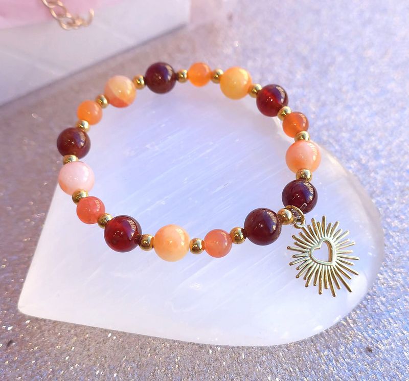 Bracelet Création - Hessonite/Calcite Mandarine/Agate de feu