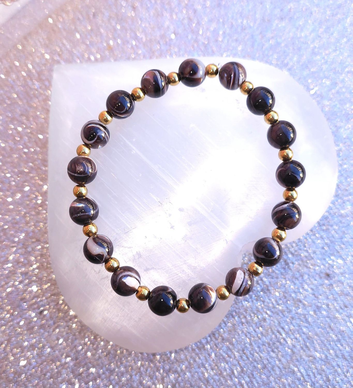 Bracelet Nacre Noire Opalisée ø8