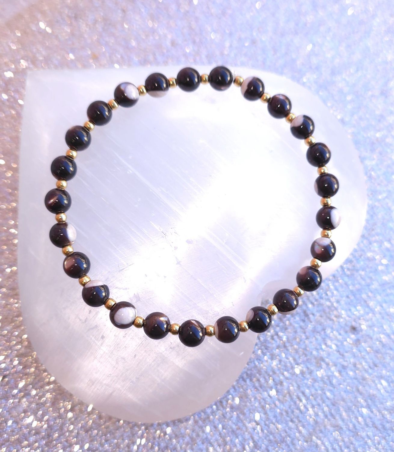 Bracelet Nacre Noire Opalisée ø6