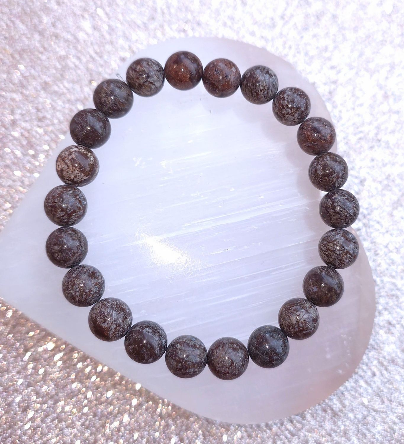 Bracelet Obsidienne Fleurie Marron ø8