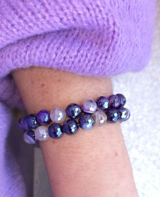 Bracelet Agate Violette Facetté ø8