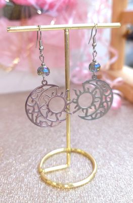 Boucle Lune Soleil - Aqua aura