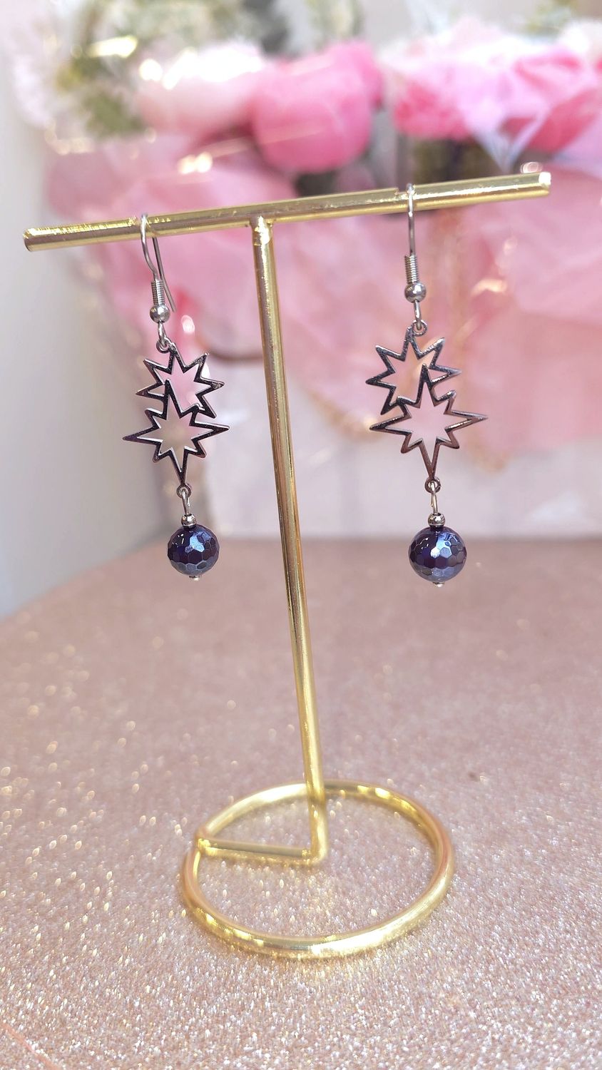 Boucle Étoile Filante - Agate Violette