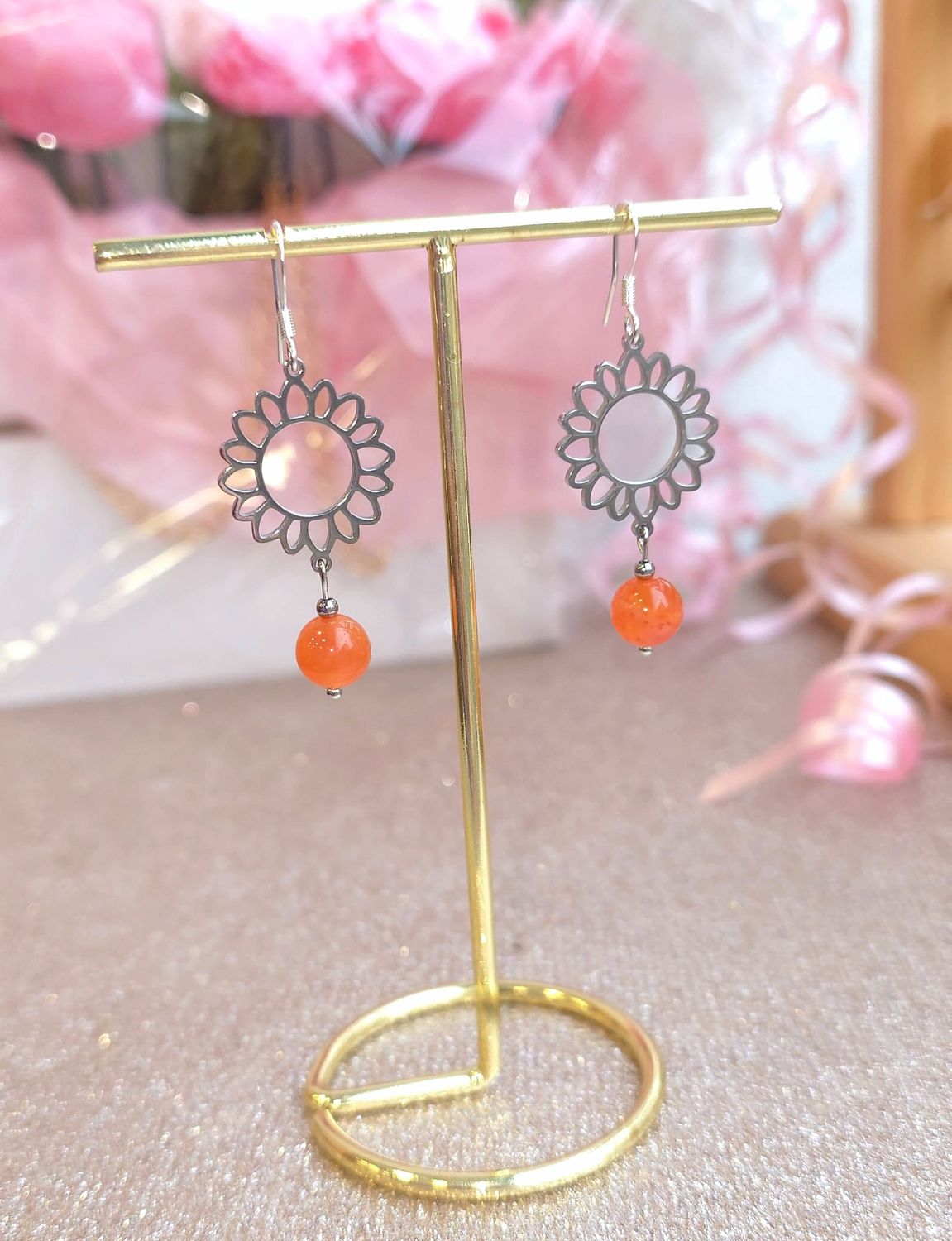 Boucle Fleur - Opale de Feu