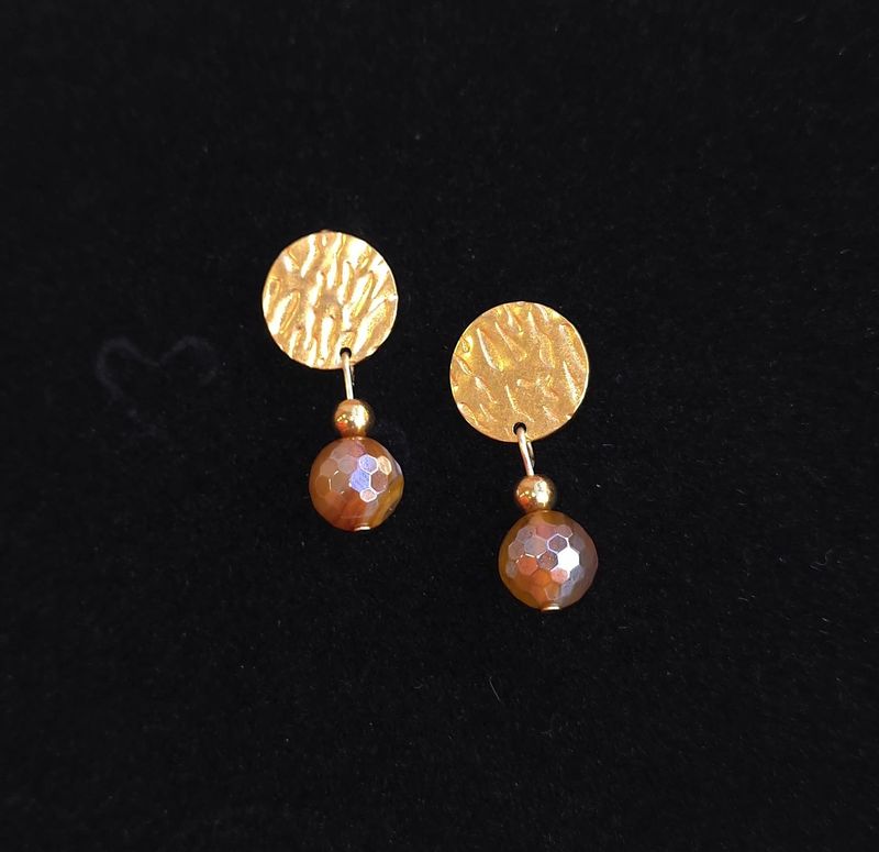 Boucle Agate Marron Facetté 