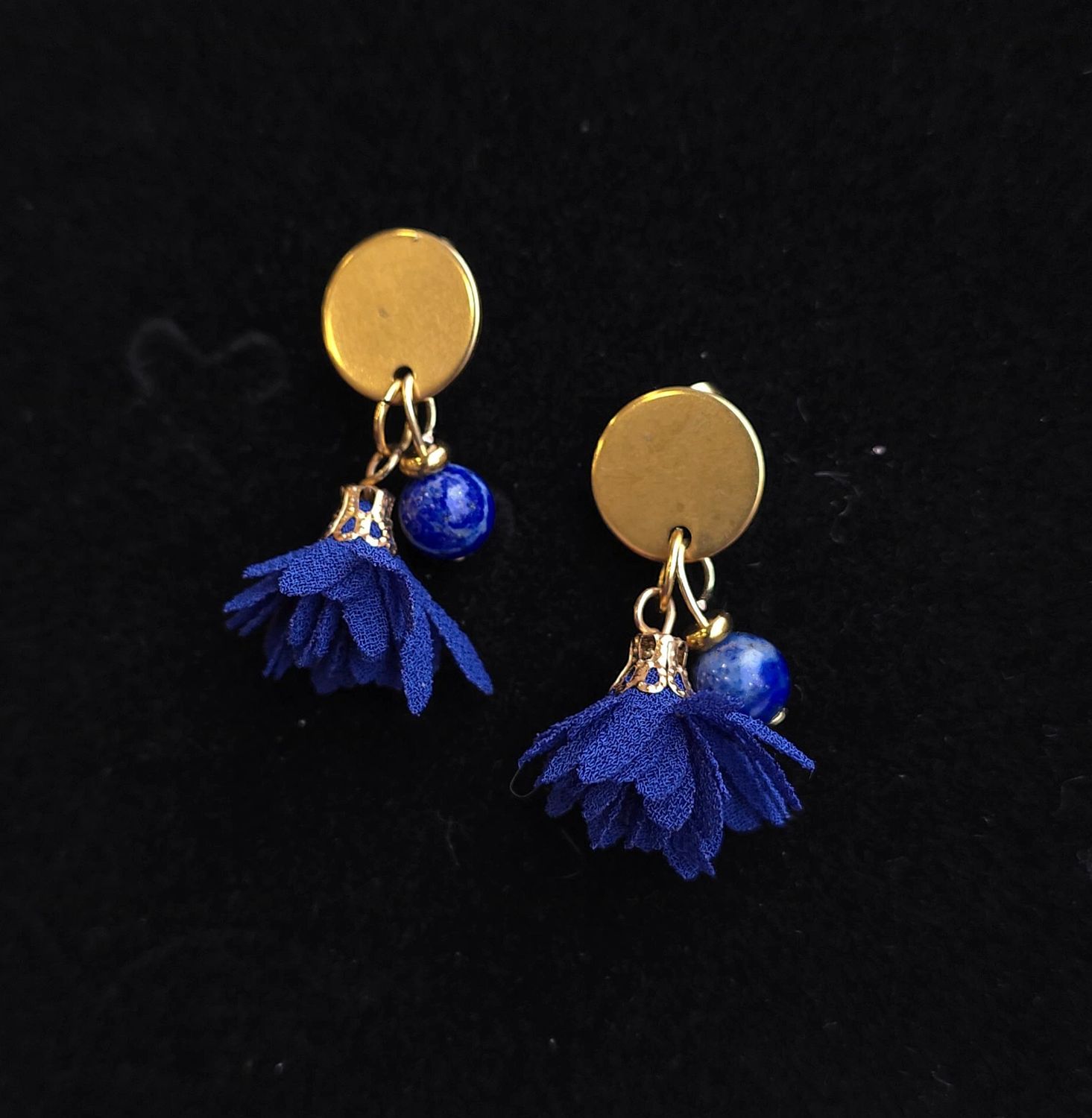 Boucle Pompon - Lapis Lazuli