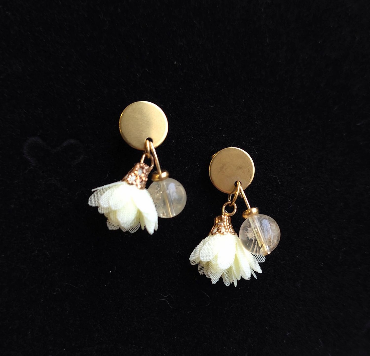 Boucle Pompon - Citrine Naturelle