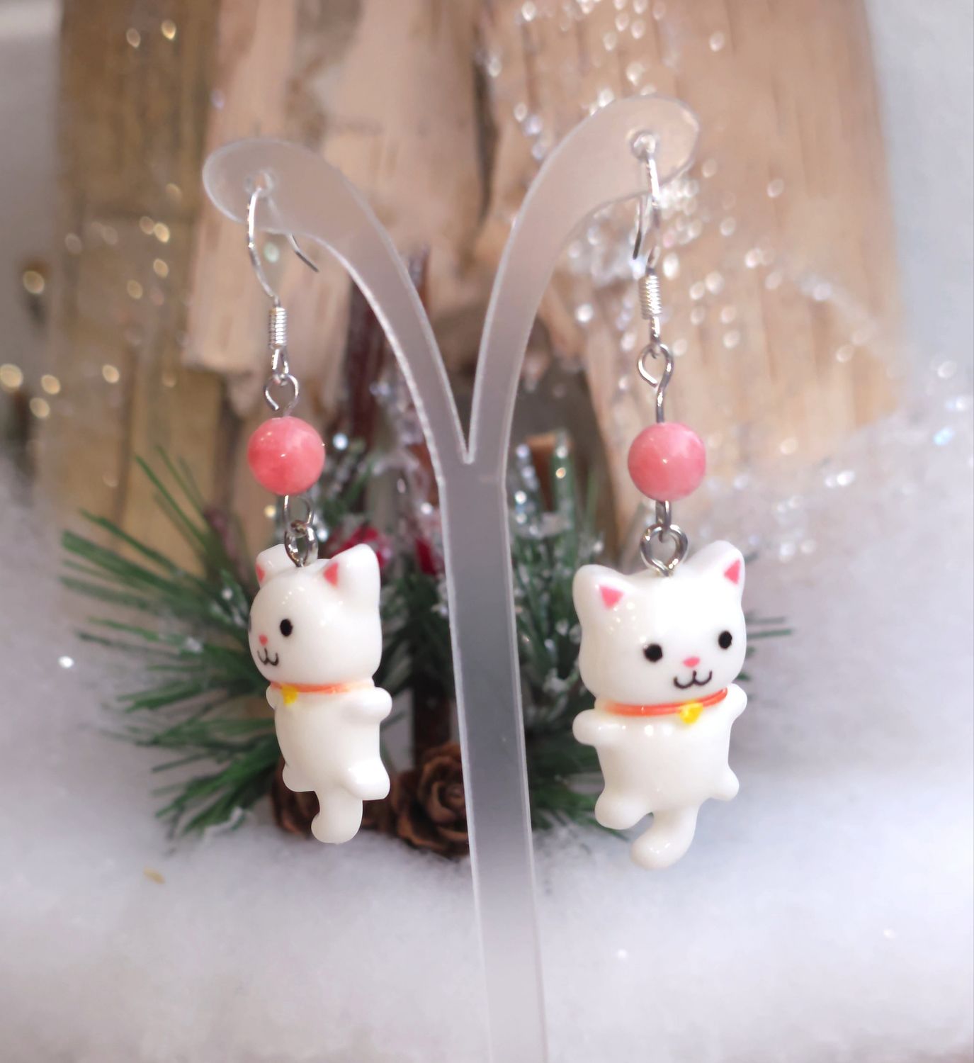 Boucle Rhodochrosite ptit chaton mignon