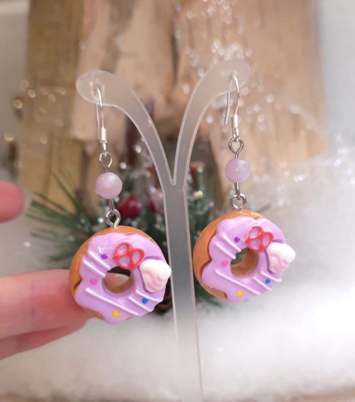 Boucle Kunzite donuts résine