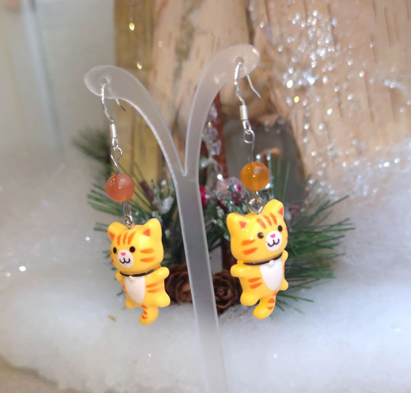 Boucle Agate de Feu ptit chaton mignon