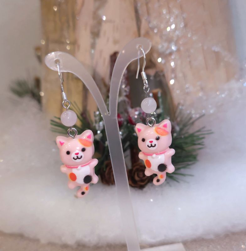 Boucle Quartz Rose ptit chaton mignon