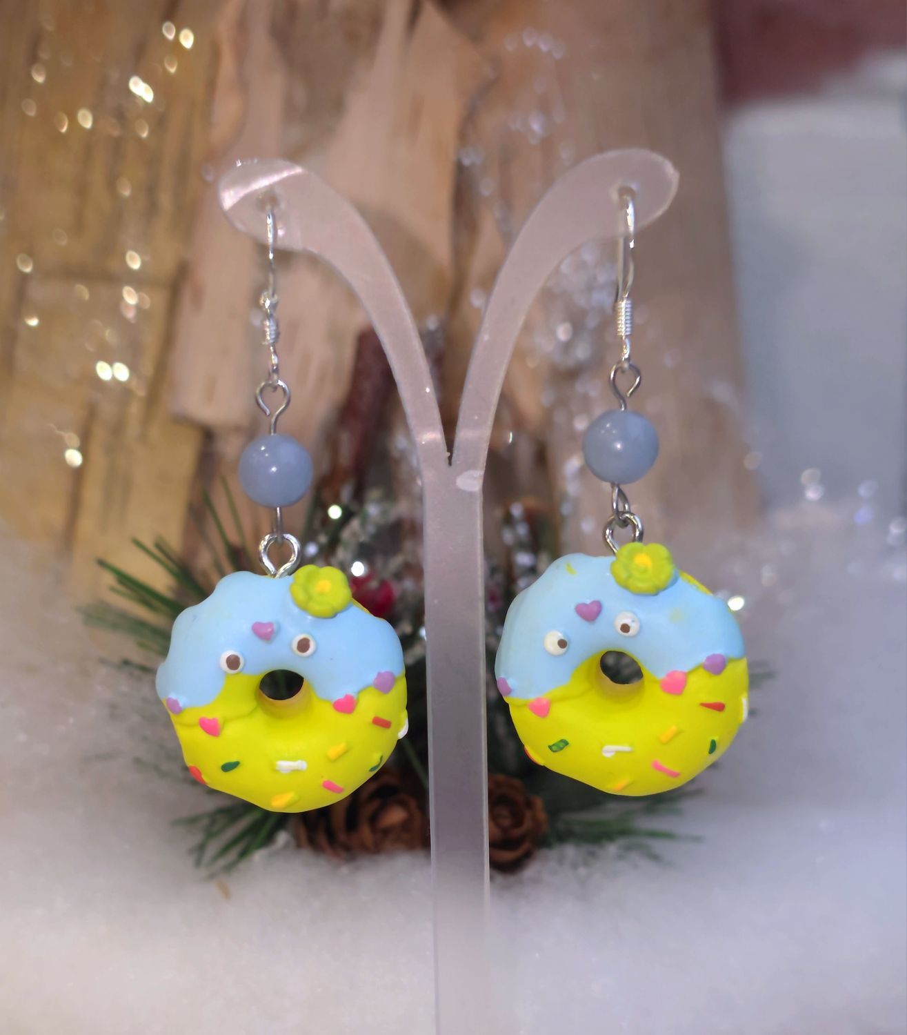 Boucle Angelite donut résine Angélite