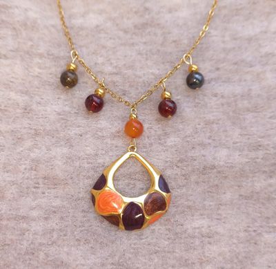 Collier Bronzite/Hessonite/Cornaline