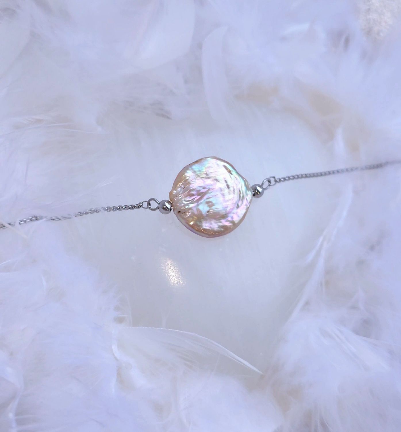 Bracelet Nacre n°1 - Acier inoxydable Argenté 