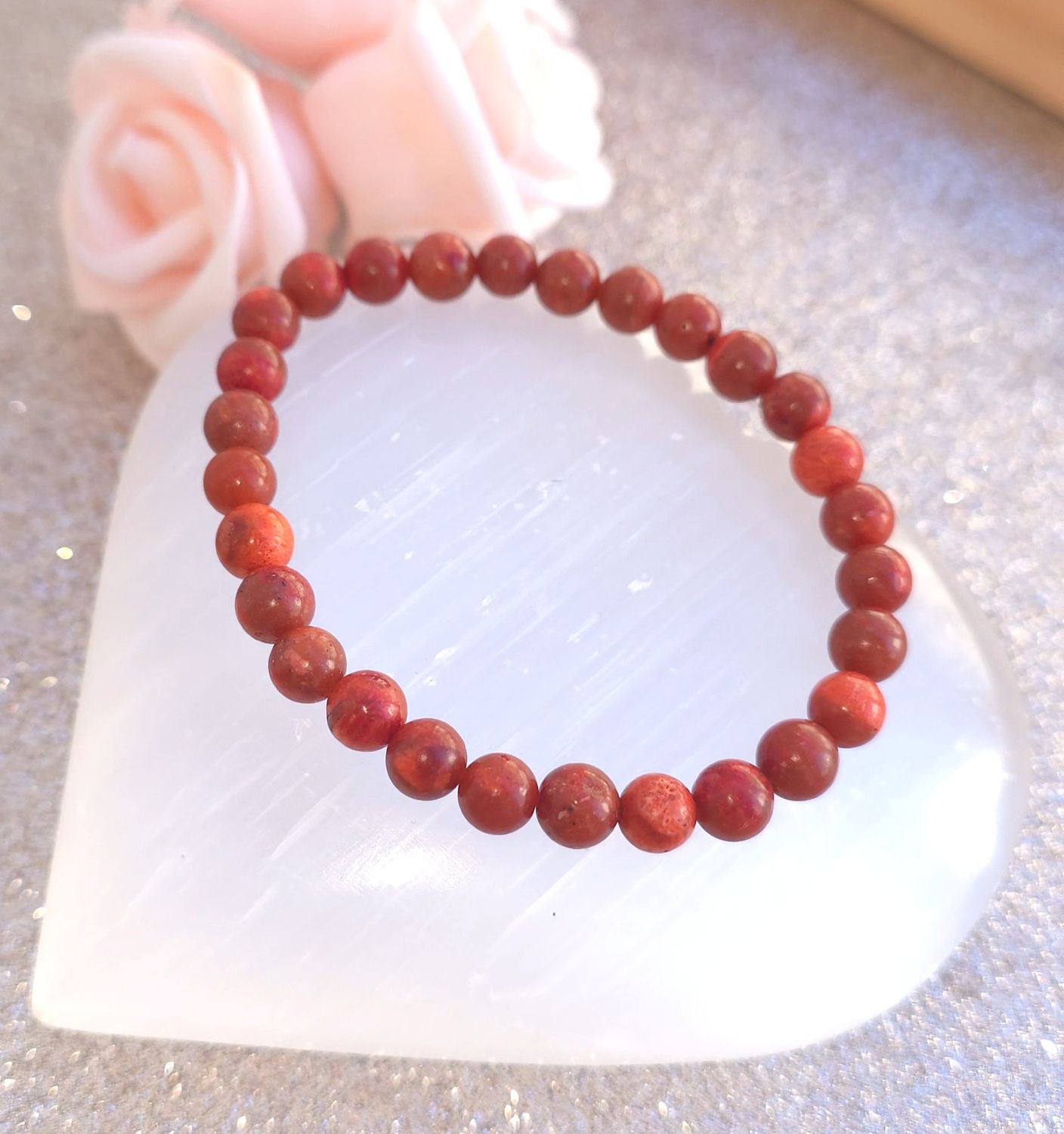 Bracelet Corail Eponge Rouge ø6