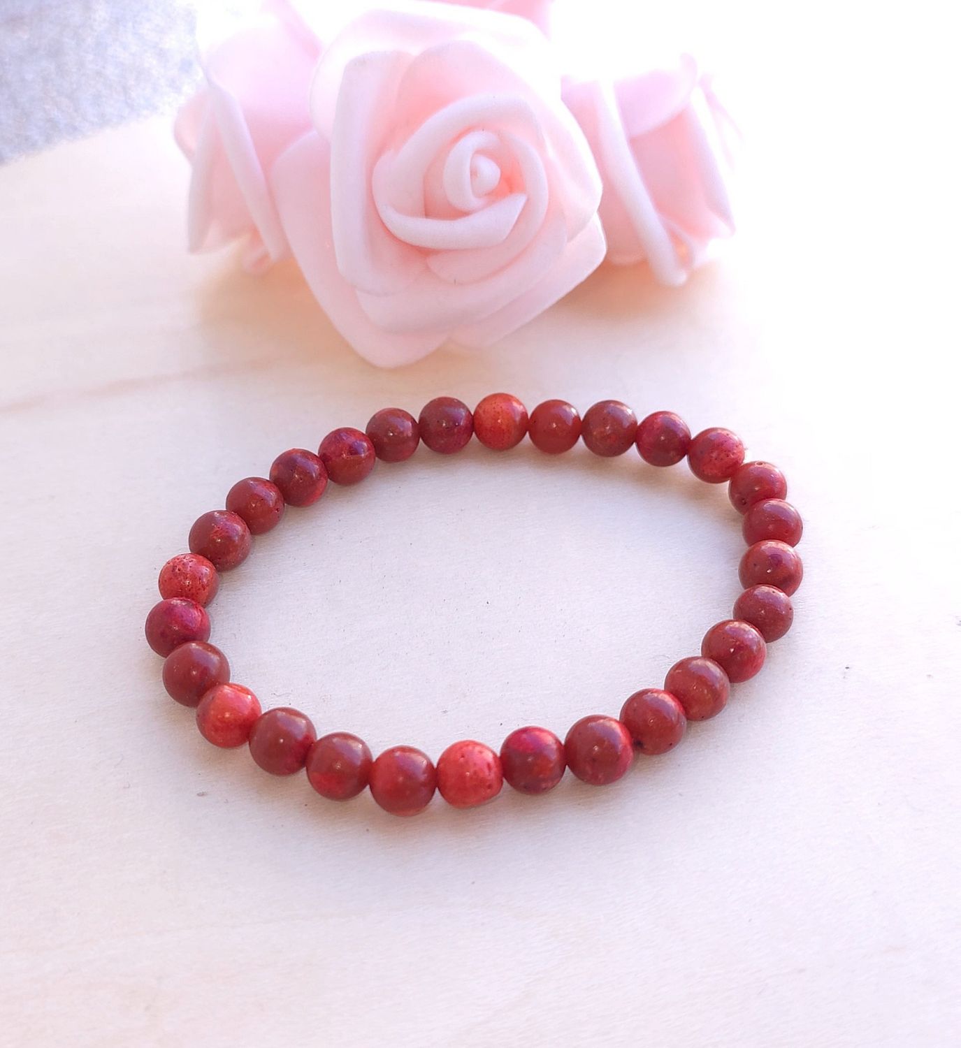 Bracelet Corail Eponge Rouge ø6