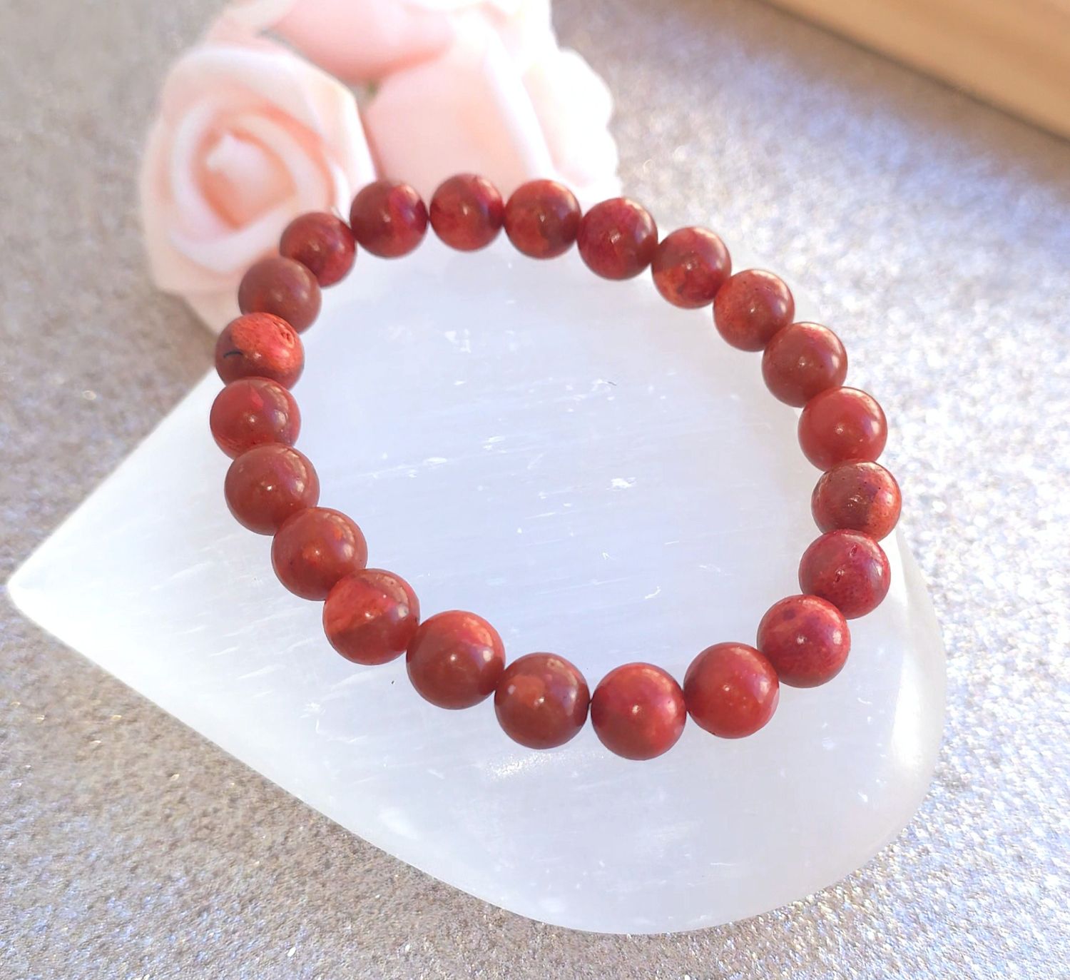 Bracelet Corail Eponge Rouge ø8