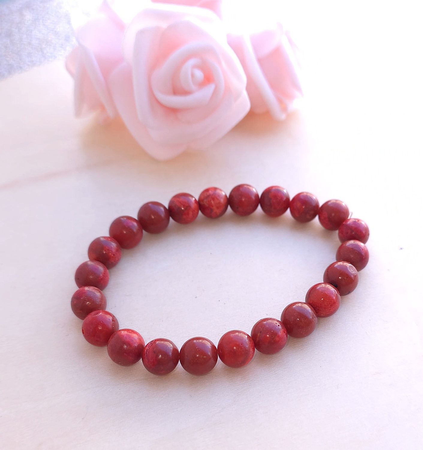 Bracelet Corail Eponge Rouge ø8