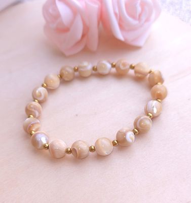 Bracelet Coquillage et Nacre Opalisée ø8