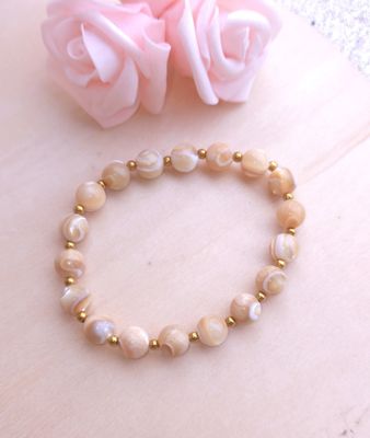 Bracelet Coquillage et Nacre Opalisée ø8