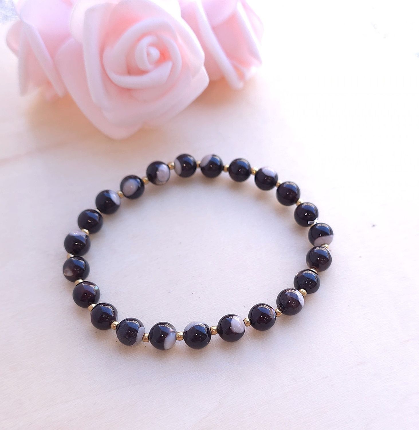 Bracelet Nacre Noire Opalisée ø6