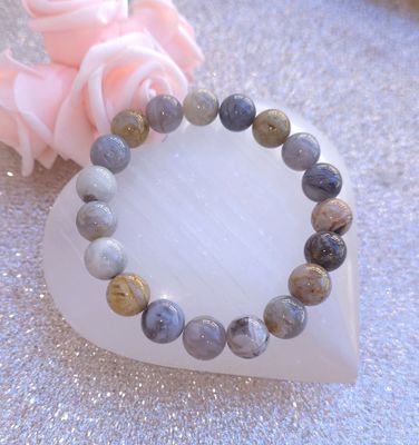 Bracelet Agate Feuille de Bambou ø10