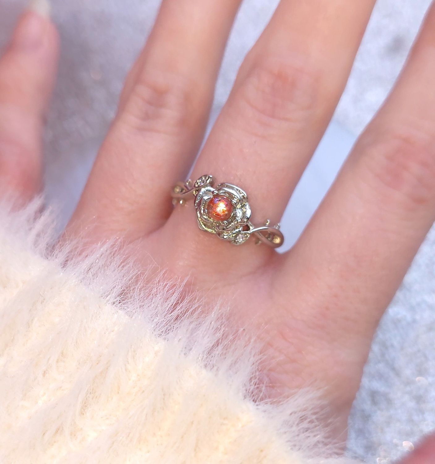 Bague Pierre du Soleil AAA - Forme Rose